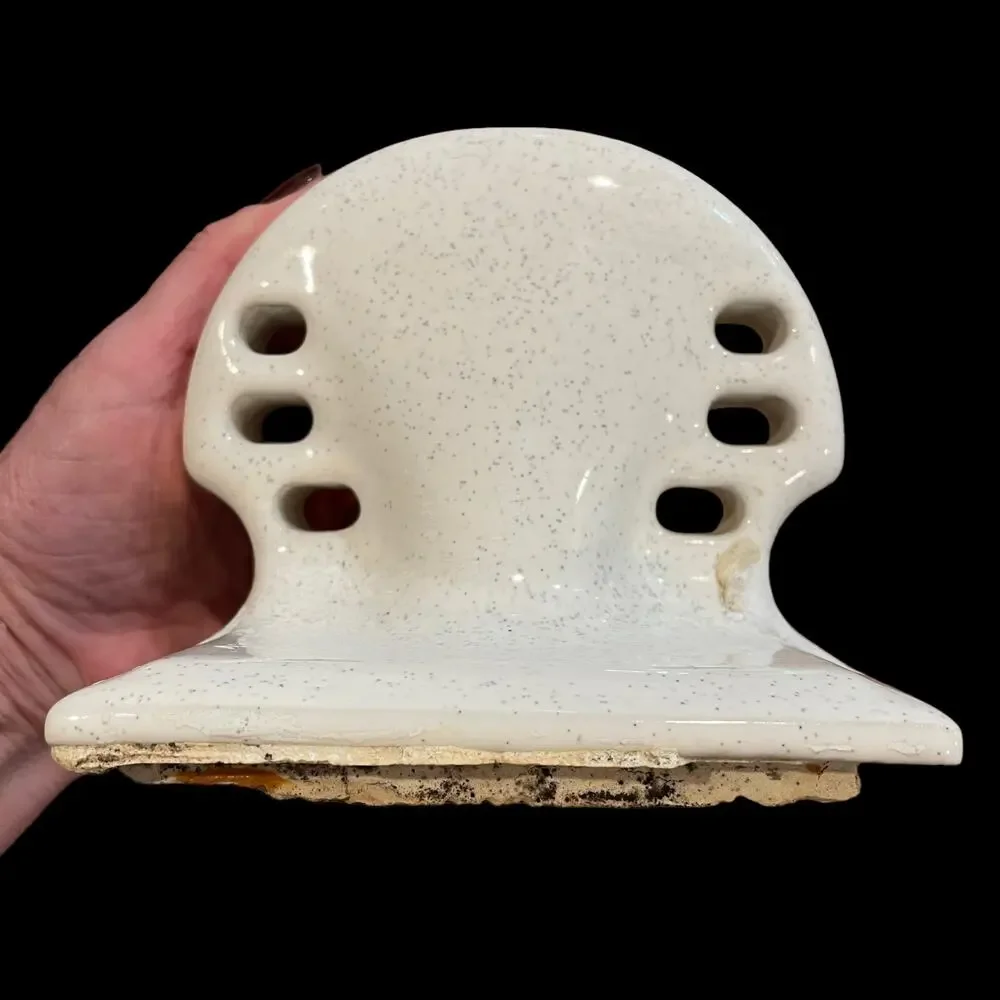 Vintage Porcelain Bathroom Wall Mount Toothbrush & Cup Holder 6 Holes FLAW